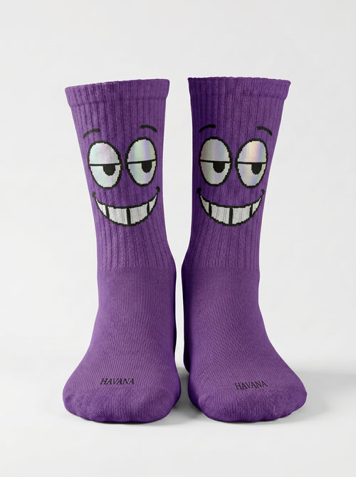 Clever Purple Face Socks