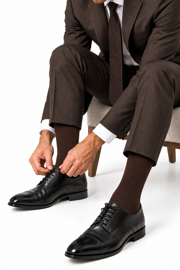 Men's Nylon Brown Mid Calf Socks