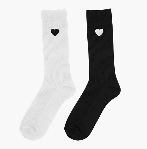 Heart Black & White Socks