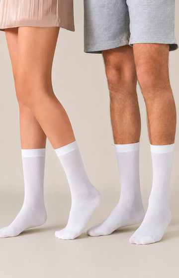 Unisex Nylon White Mid-Calf Socks