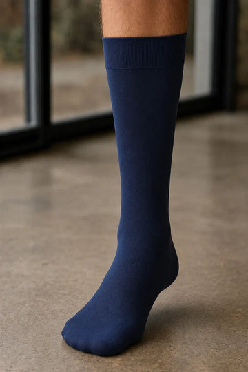 Mens Naylon Navy Mid Calf Socks