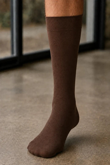Men's Naylon Brown Mid Calf Socks
