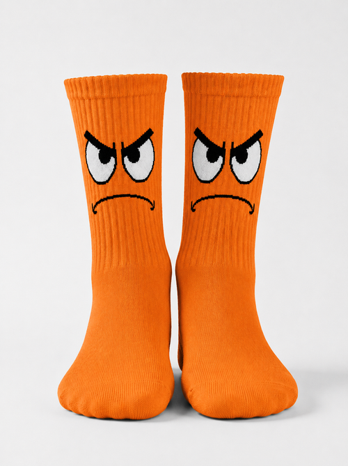 Angry Orange Face Socks