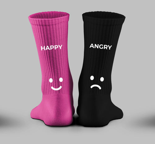 Happy /Angry Pink Black Socks