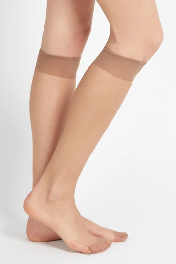 Women Naylon Beige Mid Calf Socks