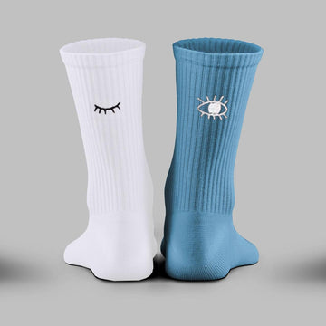 Eyes Blue & White Socks