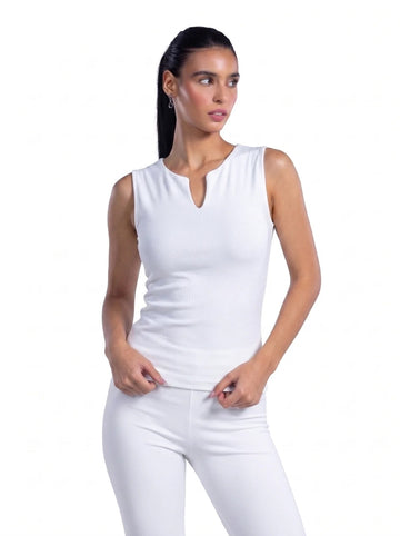 Notch Neck Sleeveless Top