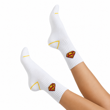 Superman White Crew Socks