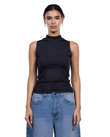 Sleeveless High Neck Top